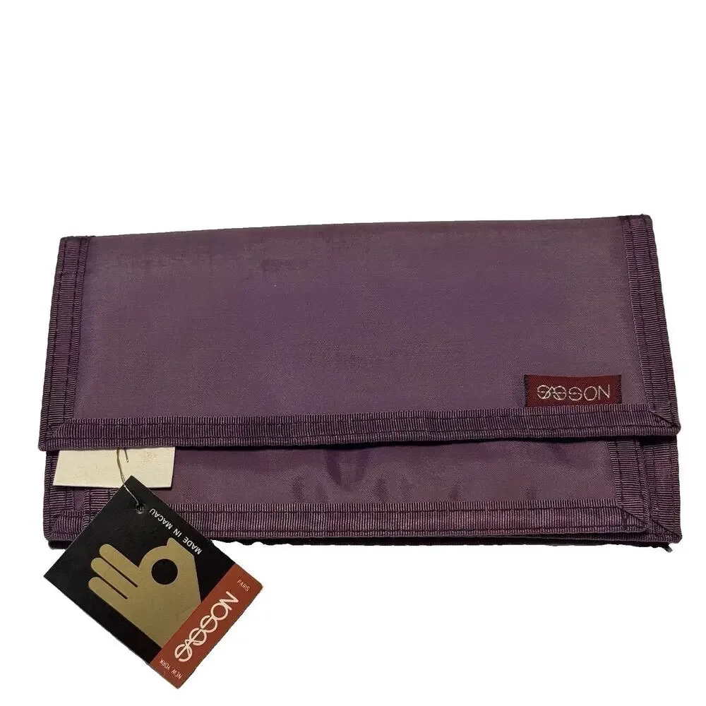 Vintage Deadstock NWT Sasson Bi-fold Wallet Purple Nylon Trapper Wallet Retro